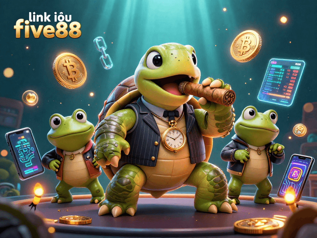 Engage with link vào five88 to enjoy thrilling casino gaming adventures with oversized characters and vibrant crypto elements.