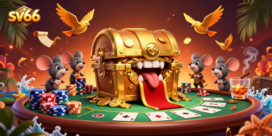 Experience winning moments at sv66 with a treasure chest animation and poker action.