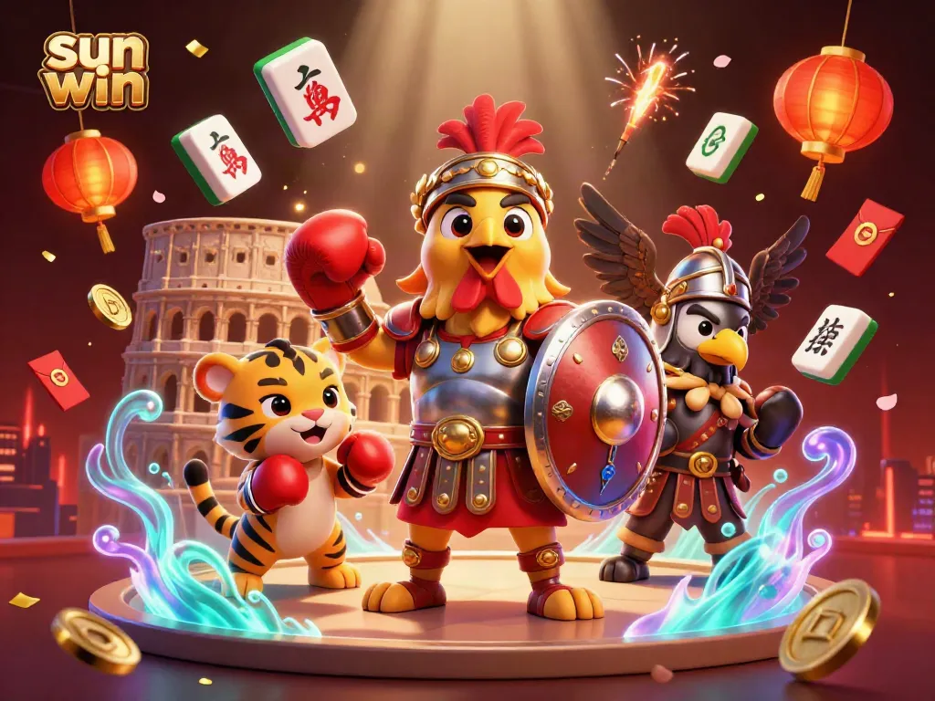 Experience thrilling gameplay at sun win with a vibrant 3D casino illustration featuring dynamic game elements.