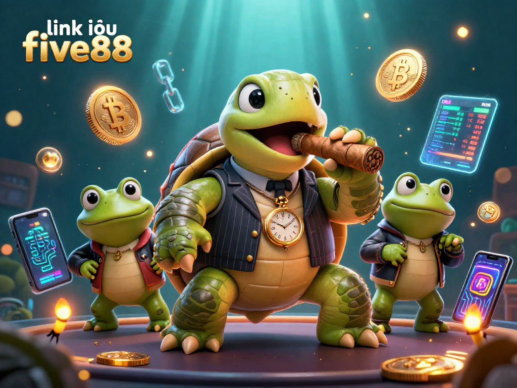Engage with link vào five88 to enjoy thrilling casino gaming adventures with oversized characters and vibrant crypto elements.