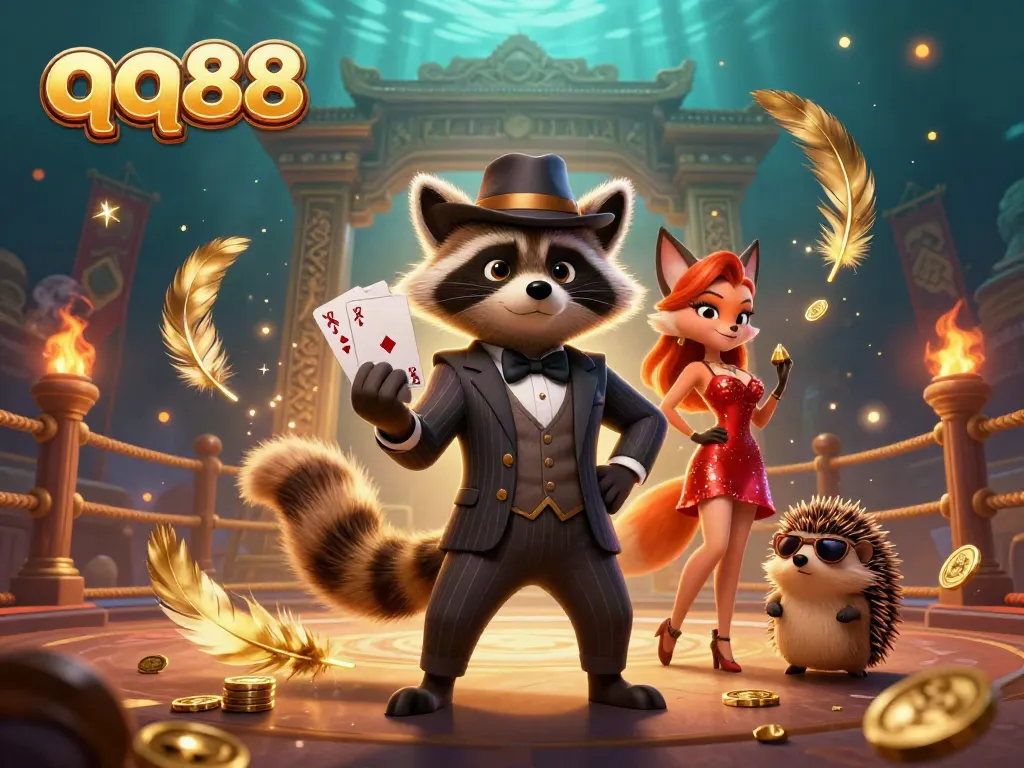 Experience thrilling gameplay at qq88 with a vibrant 3D illustration depicting casino action and excitement.