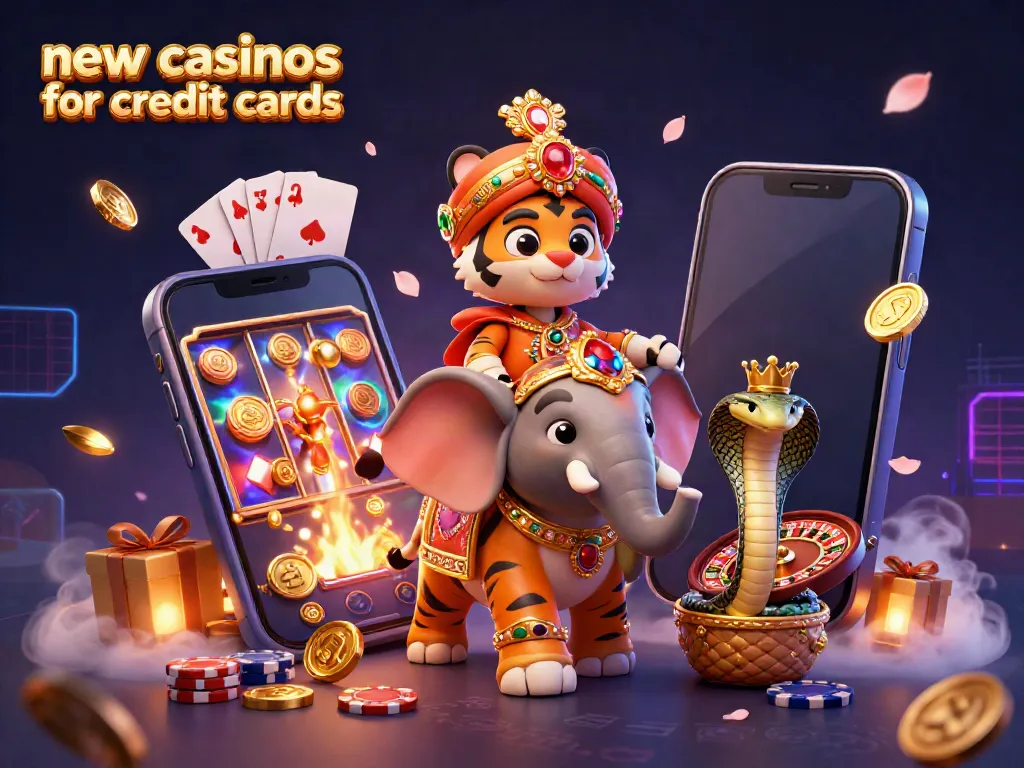 Experience vibrant action at new casinos for credit cards with our 3D illustration of a maharaja and gaming elements.