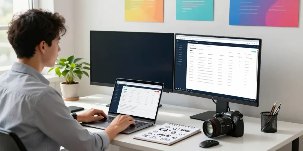 SEO specialist analyzing instant indexing strategies in a modern workspace.