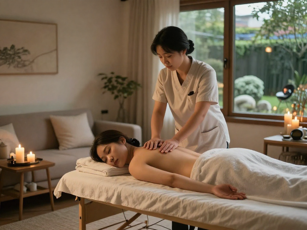 Experience peaceful 판교출장마사지 in a serene home spa environment with a professional therapist.