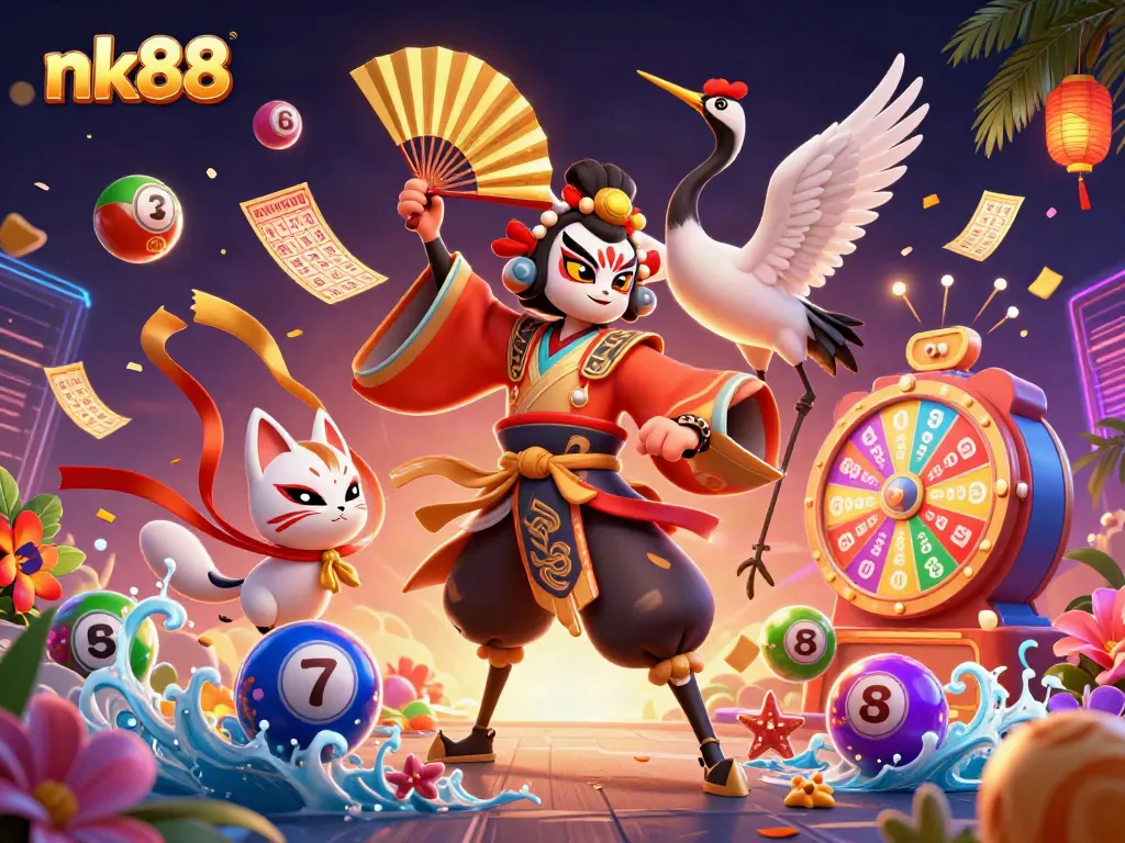 Engage in exciting nk88 gaming with vibrant lottery elements and captivating characters.