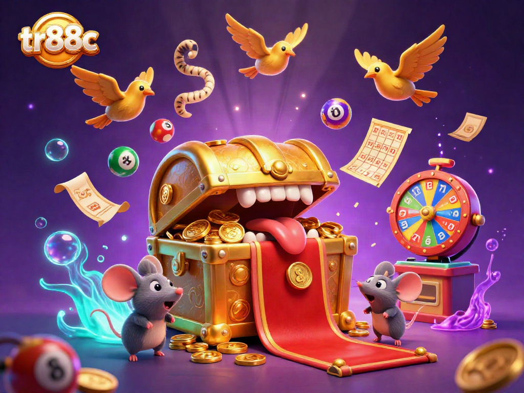 Experience thrilling lottery action with tr88c featuring playful treasure chests and vibrant game elements.