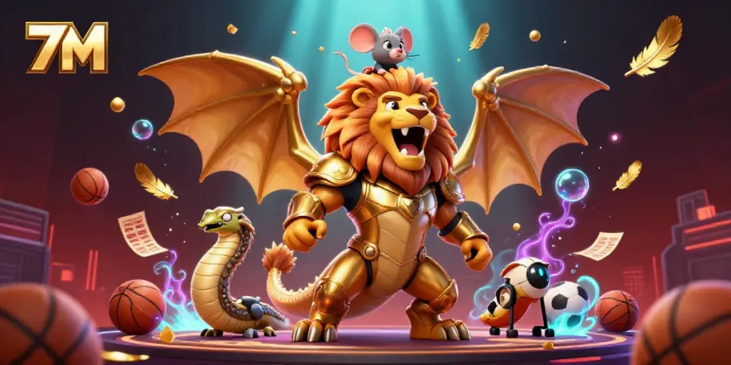 Experience dynamic sports betting action with 7M in this vibrant 3D illustration.