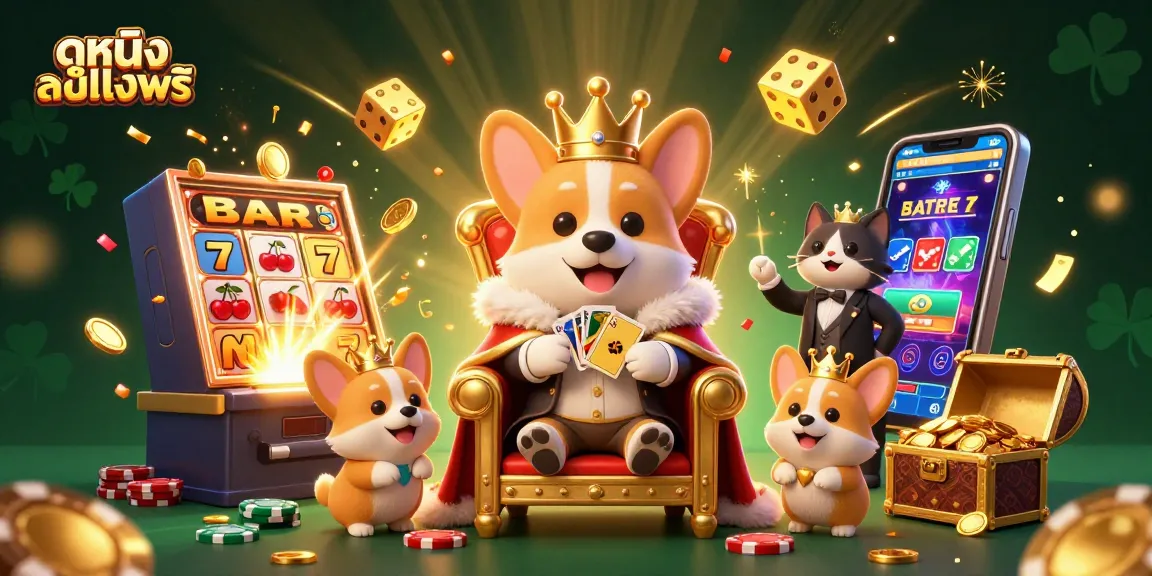 Engage with ดูหนังออนไลน์ฟรี content, showcasing a vibrant 3D casino scene filled with joy and riches.