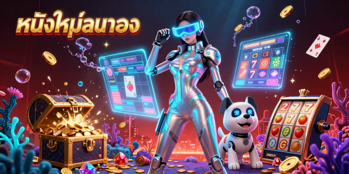 Experience thrilling หนังใหม่ชนโรง in a dynamic 3D casino scene with vibrant holographic effects and gaming excitement.