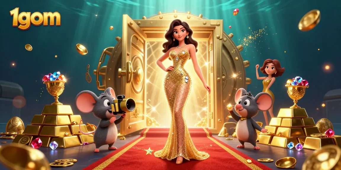 Engage with 1gom's thrilling betting environment featuring gold treasures and glamorous elements.