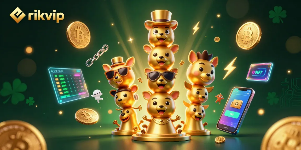 Experience thrilling gameplay at rikvip, featuring dynamic scenes with vibrant 3D cartoon totem poles and crypto elements.