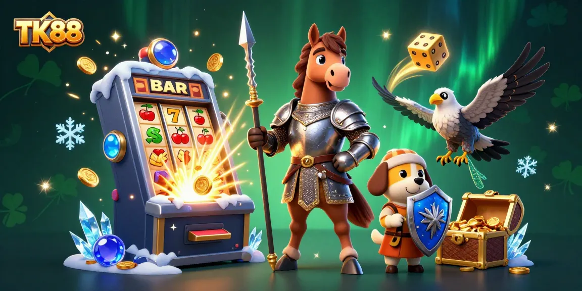 Experience thrilling gameplay at TK88 with dynamic casino elements in a vibrant illustration.