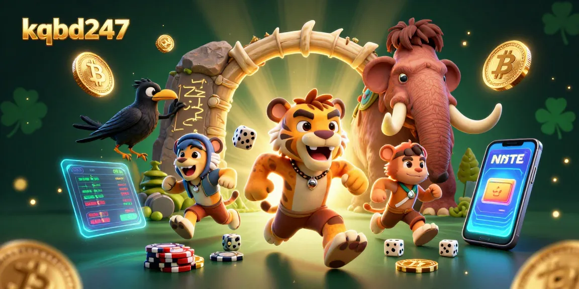Engaging prehistoric casino scene featuring kqbd247 characters and crypto elements in captivating detail