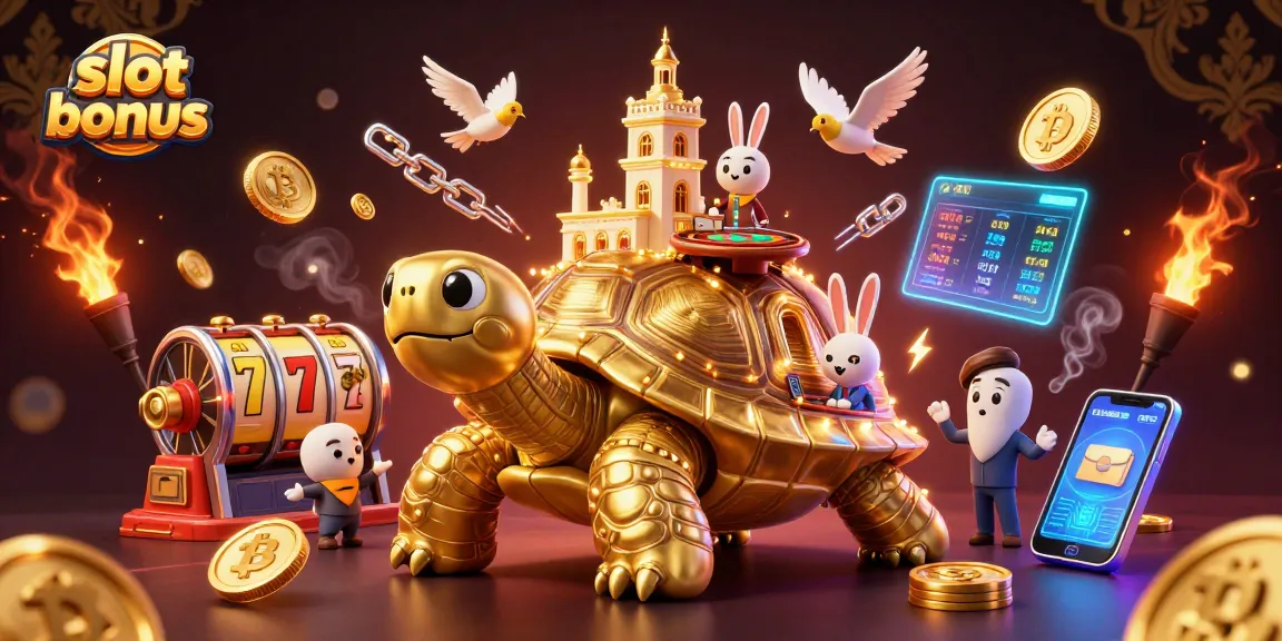Experience high-stakes fun with slot bonus and 3D cartoon characters in a vibrant casino scene.