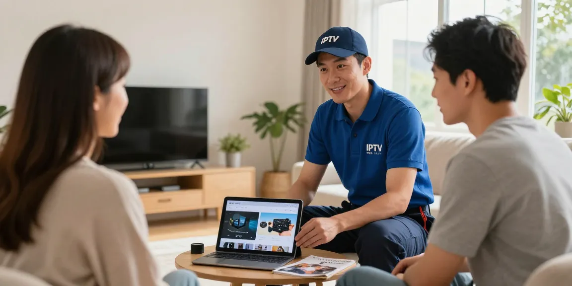 Trusted local service provider installing IPTV UK at a homeowner's residence.