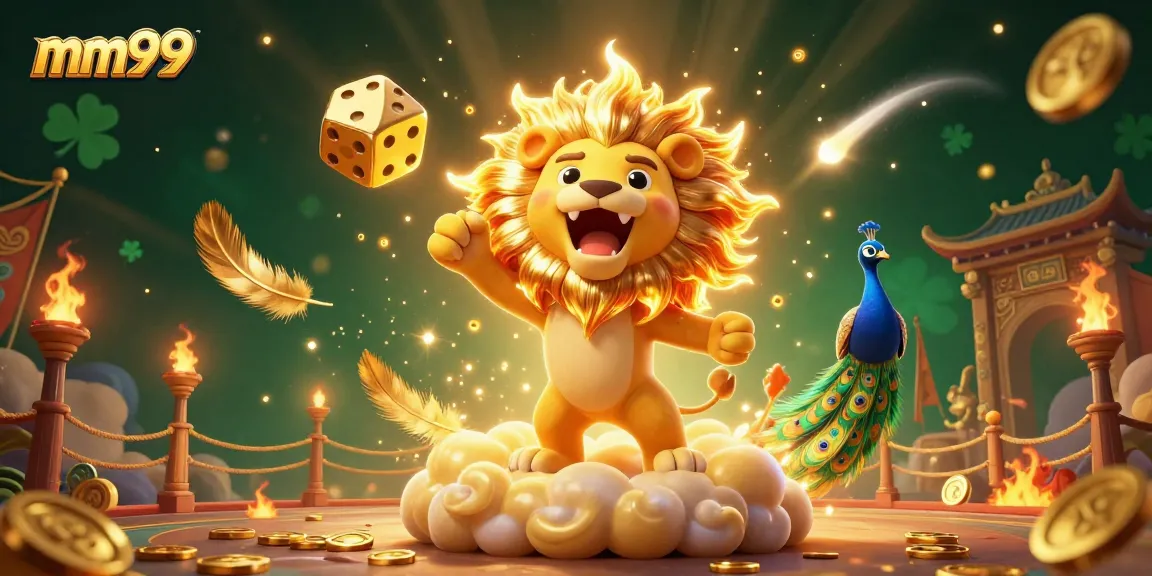 Witness the mm99 experience with vibrant characters in an exciting casino environment filled with gold and glitter.